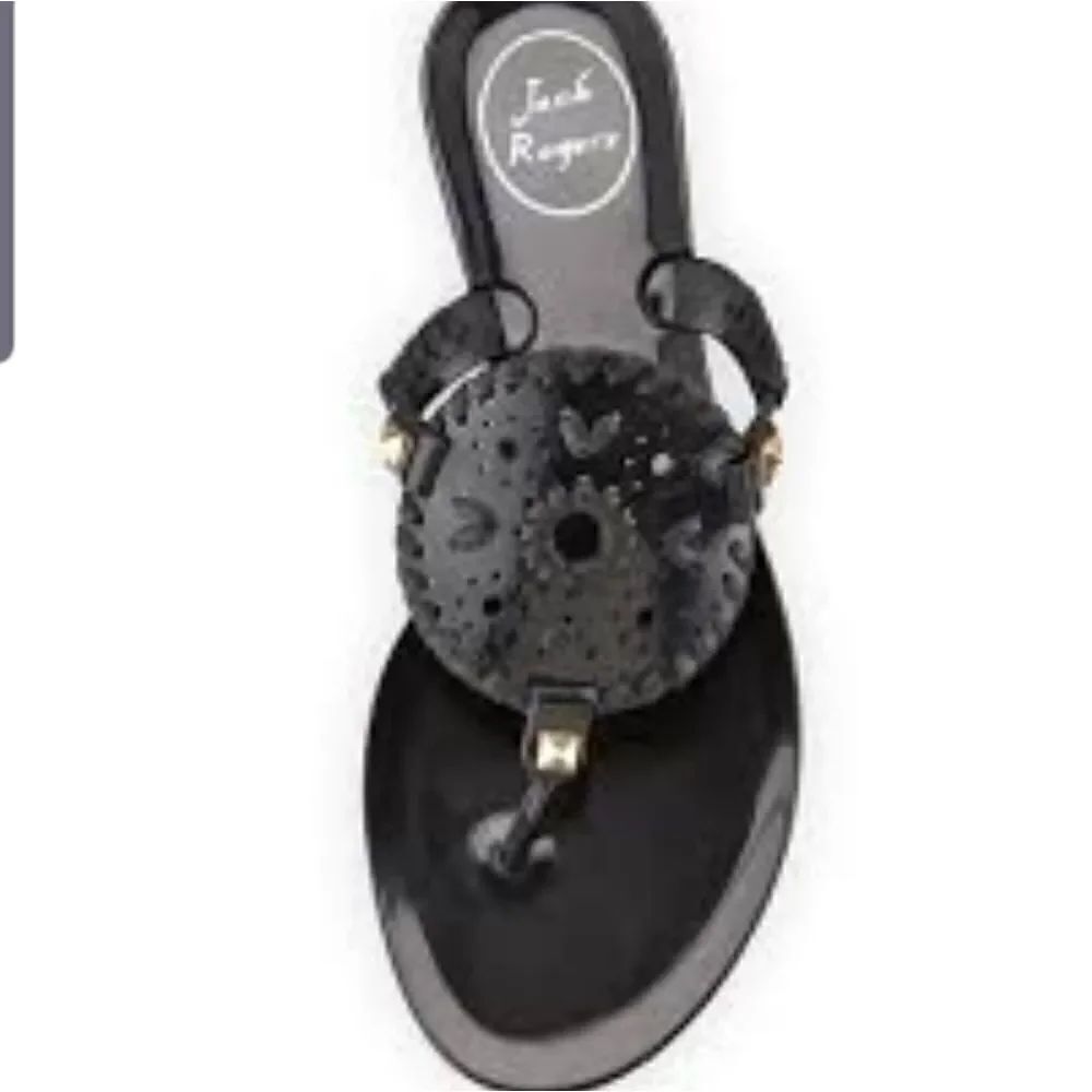 Jack Rogers Georgica black Jelly Thong Sandal sz 7